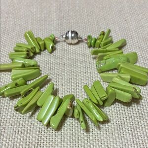 Green apple turquoise teeth gemstone magnetic clasp bracelet